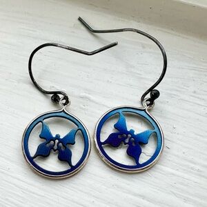 Vintage Ombré Butterfly Circle Drop Earrings